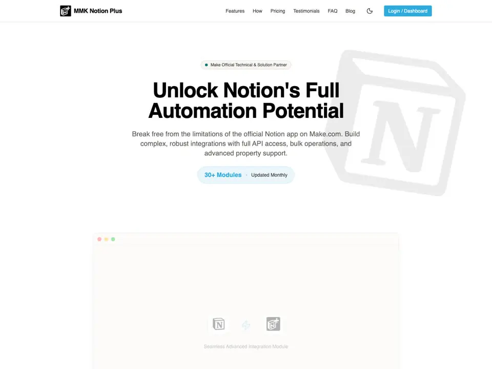 Notion Plus landing page